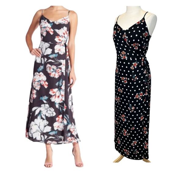 NWT Philosophy Women's Polka Dot Floral Sleeveless V-Neck Wrap Maxi Dress Sz 10 - Picture 3 of 15
